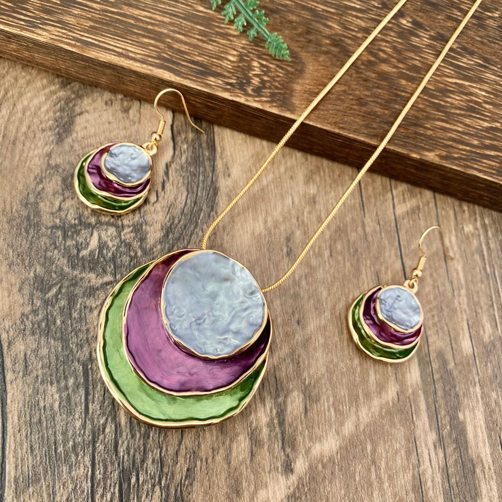 Wholesale Bohemian Colorful Hoop Hollow Dangle Earrings Set Necklaces